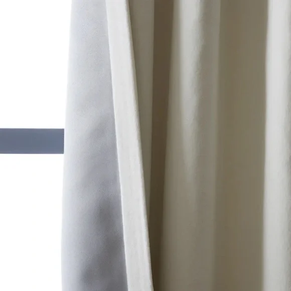 NWOT QUINCE 48x84 Cotton Velvet Room Darkening Curtain Ivory 2338 - Picture 4 of 8